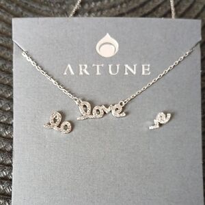 Artune Jewery Rhodium Plated Love Necklace Set